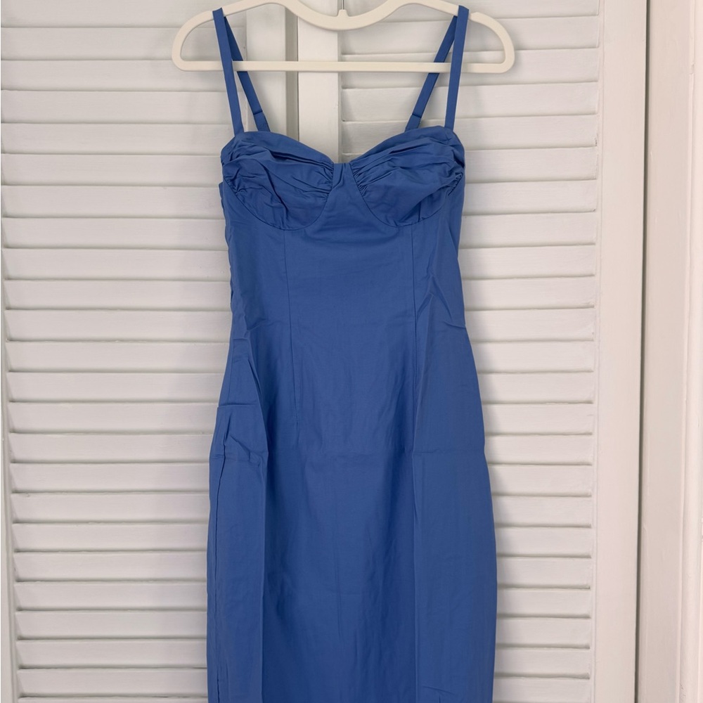 NWOT Reformation Stormi Bustier Midi / Maxi Dress in Dusk Light Blue - Picture 6 of 12